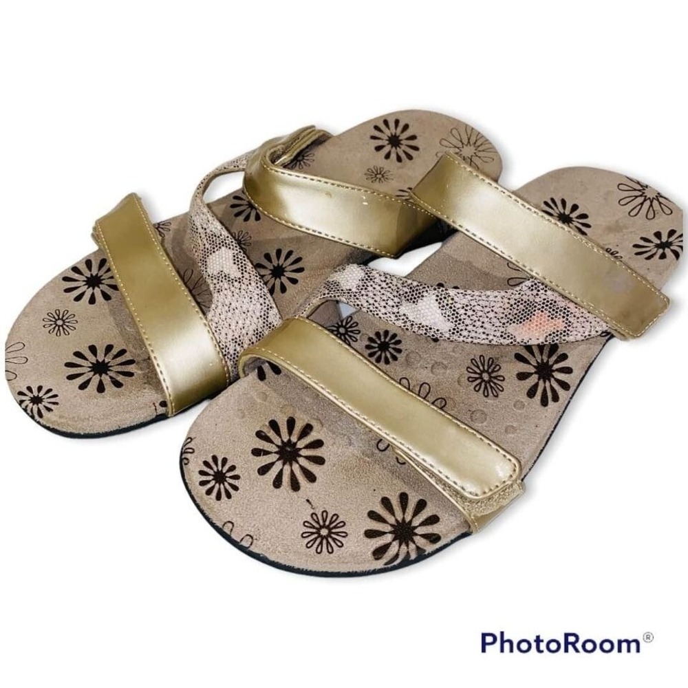 K1 Vionic Gold Jodie Strappy Comfort Sandals Gold Snakeskin Women's Size 8